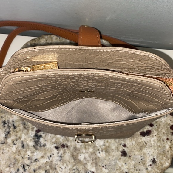 Valentina Genuine Leather Taupe Croc Embossed Crossbody Purse-Made in Italy - Picture 9 of 15